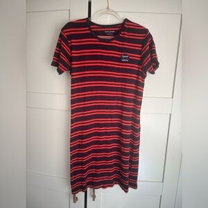 Tory Sport Navy and Red Striped Dress Tennis Theme Cotton Modal Casual Small